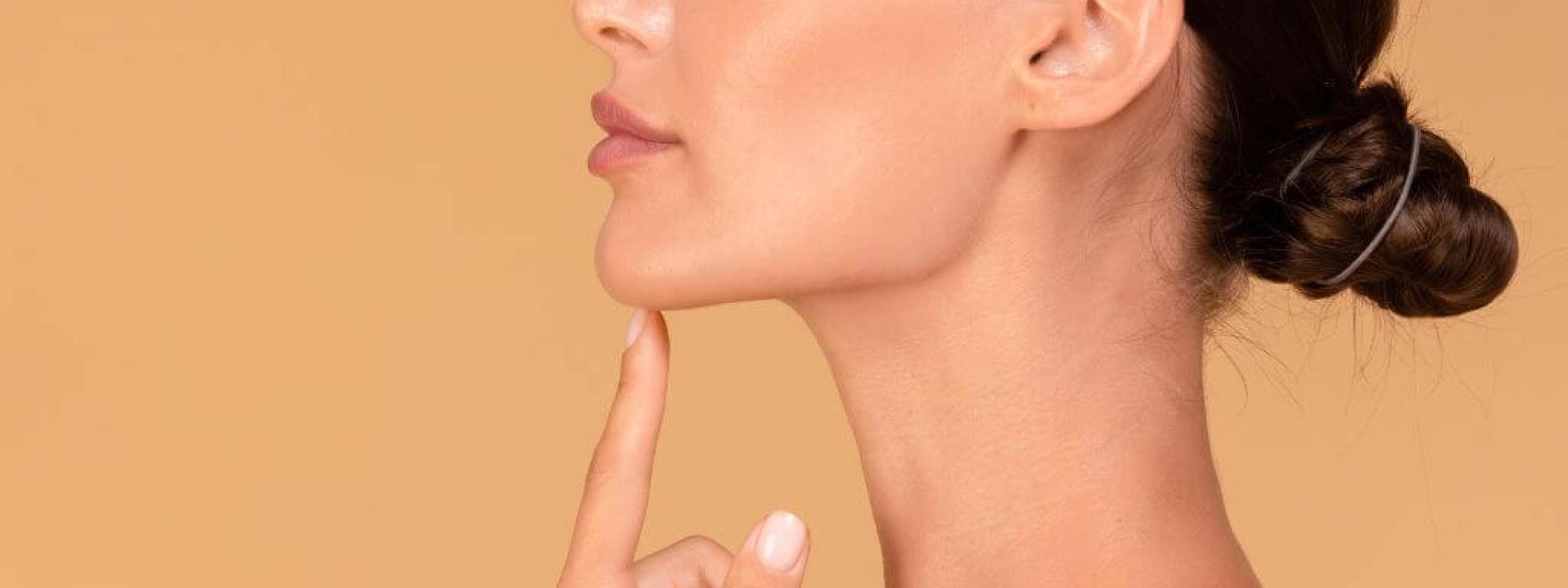Chin enhancement on female face.